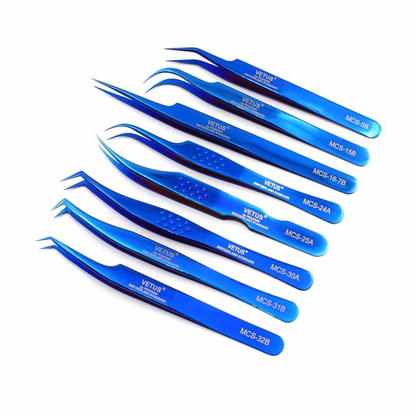 High Quality Closure Super Precision Eyelash Tweezer MCS VETUS Tweezer Eyelashes Extension Golden Makeup Tweezers