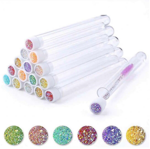 Crystal Handle Eyelash Brushes Separate Tube Design Charming Diamond Bottom